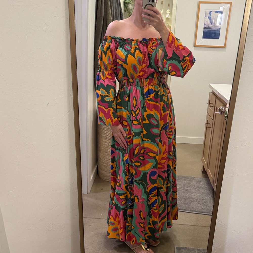 SUGARLIPS CL Vibrant Floral Off-Shoulder Maxi Dress
